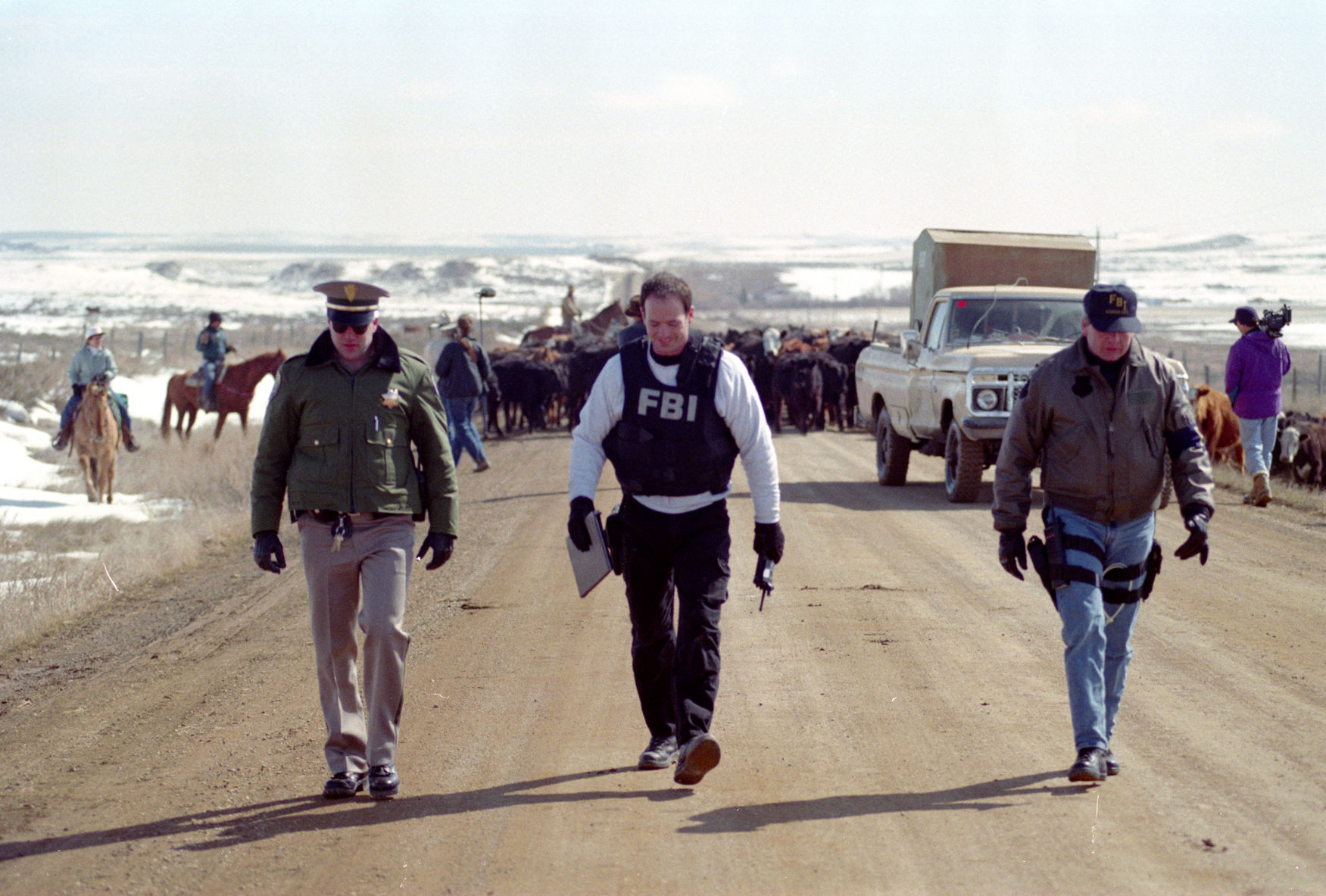 Cattle drive blocking road, April 3, 1996